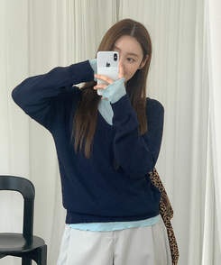 デイリーVネックニット(5color) NAVY