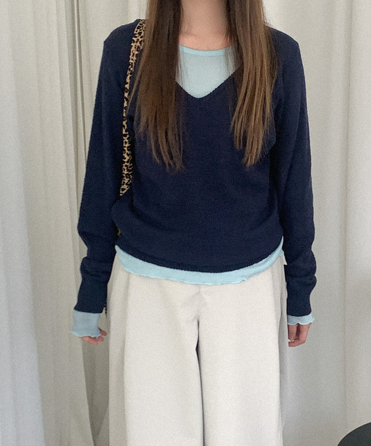 デイリーVネックニット(5color) NAVY