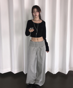 折り返しローワイドトレーニングパンツ Merange Gray