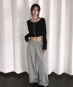 折り返しローワイドトレーニングパンツ Merange Gray