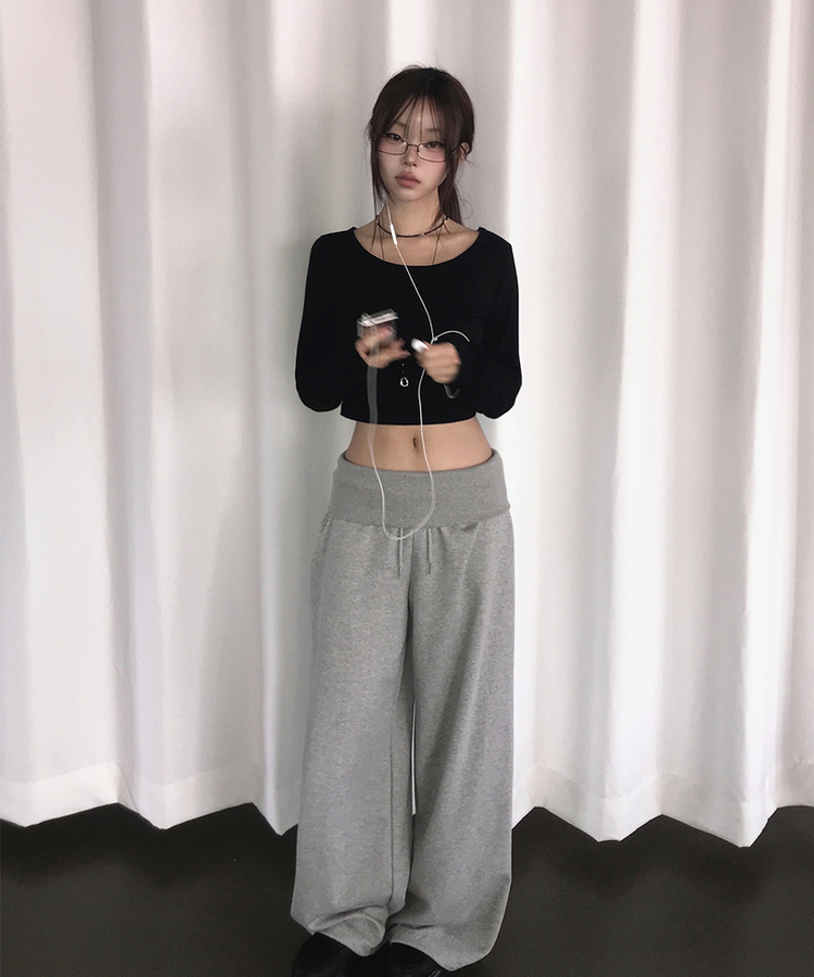 折り返しローワイドトレーニングパンツ Merange Gray