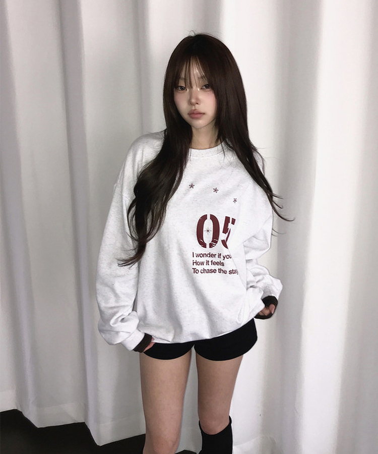 ナンバープリントスウェット Merange White