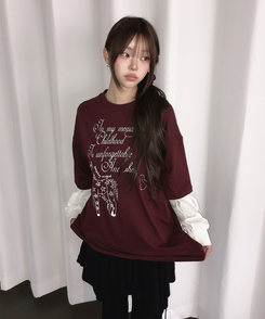 韓国軍　半袖シャツ23年生産　官給品 陸軍パンツ　15年生産　L相当　靴下 プリント半袖レイヤード長袖Tシャツ｜長袖Tシャツ｜韓国ファッション