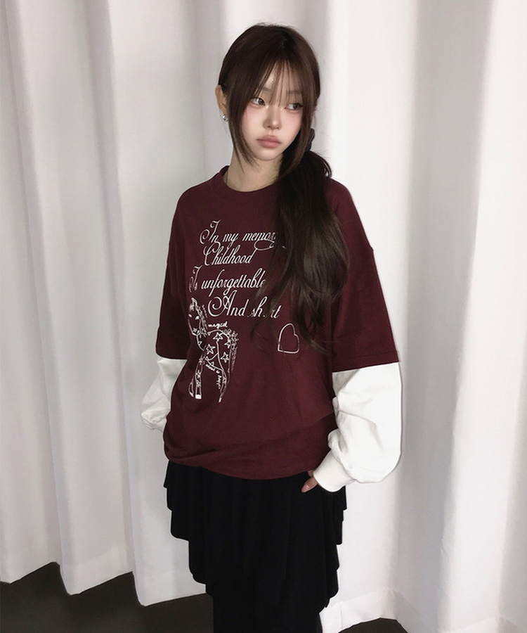 韓国軍　半袖シャツ23年生産　官給品 陸軍パンツ　15年生産　L相当　靴下 プリント半袖レイヤード長袖Tシャツ｜長袖Tシャツ｜韓国ファッション