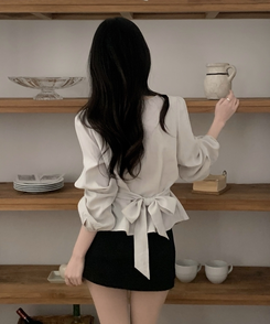 バックリボンツイストラップブラウス MINT