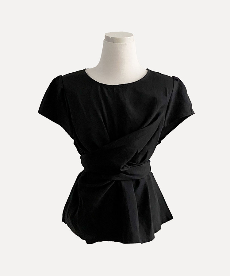 [반팔추가?/데이트룩] 벨르 백리본 꼬임 랩 블라우스 - 3colo