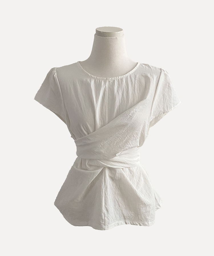 [반팔추가?/데이트룩] 벨르 백리본 꼬임 랩 블라우스 - 3colo