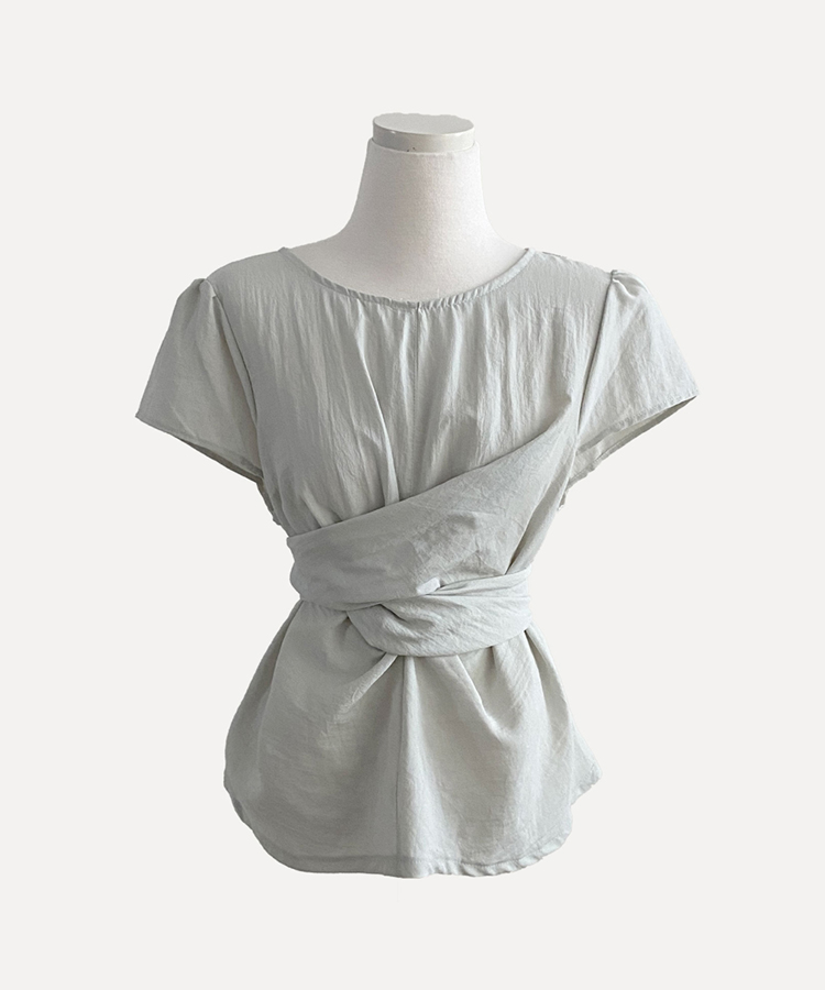 [반팔추가?/데이트룩] 벨르 백리본 꼬임 랩 블라우스 - 3colo