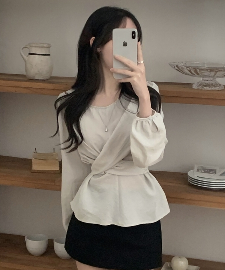 バックリボンツイストラップブラウス MINT