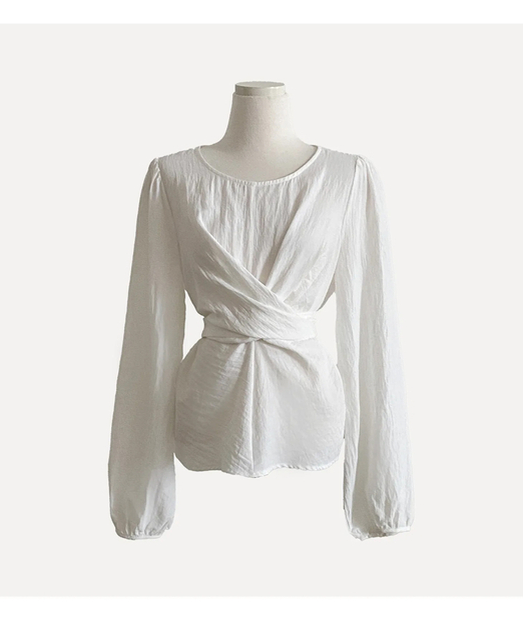 バックリボンツイストラップブラウス