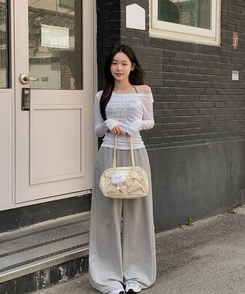 【キーリング付き】シアリングリボンショルダーバッグ IVORY