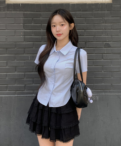 【キーリング付き】シアリングリボンショルダーバッグ BLACK