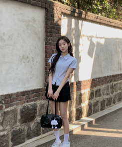 【キーリング付き】シアリングリボンショルダーバッグ BLACK