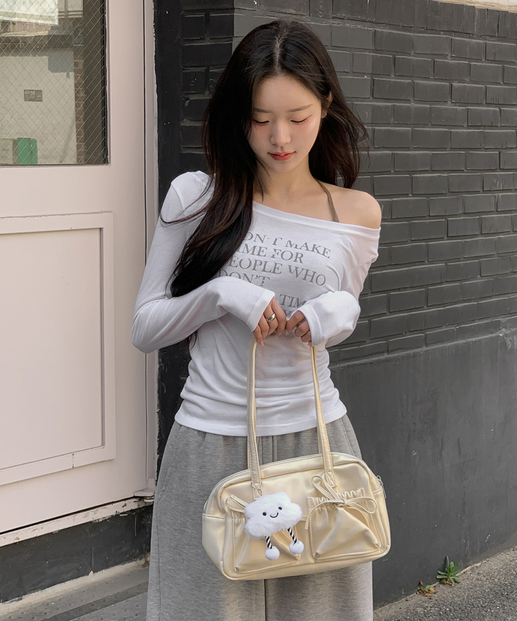 【キーリング付き】シアリングリボンショルダーバッグ IVORY