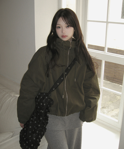 ドットフリルショルダークロスバッグ BLACK