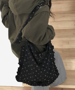 ドットフリルショルダークロスバッグ BLACK