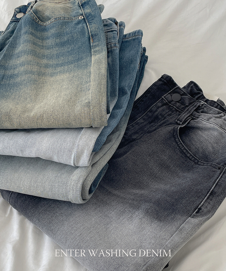 【丈別】ウォッシングワイドデニムパンツ