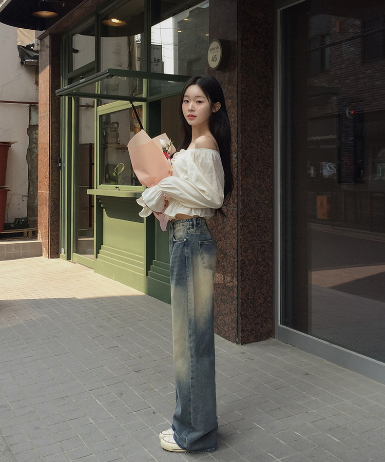 【丈別】ウォッシングワイドデニムパンツ VINTAGE LIGHT BLUE