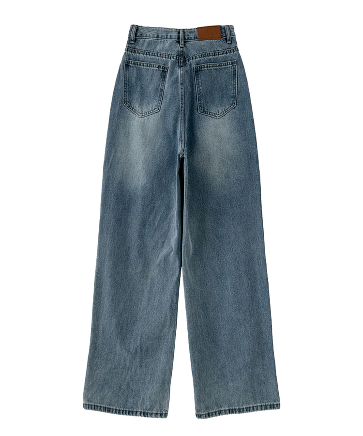 ピンテックハイウエストデニムパンツ