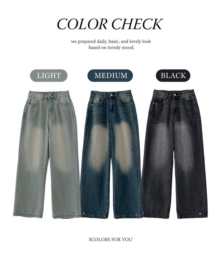 裾ボタンビンテージワイドデニム