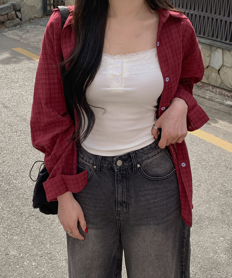 裾ボタンビンテージワイドデニム BLACK DENIM