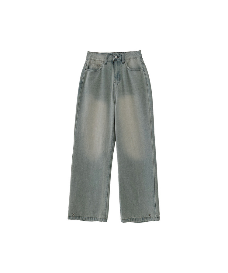 裾ボタンビンテージワイドデニム