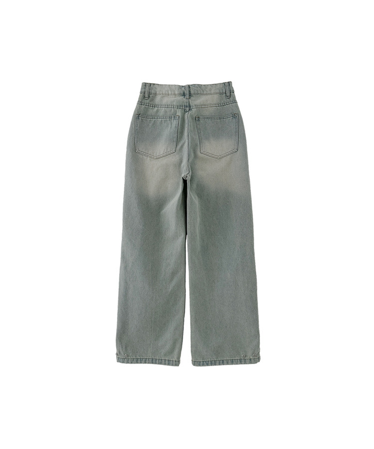 裾ボタンビンテージワイドデニム