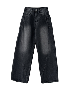 【丈別】スリットラインワイドロングデニム