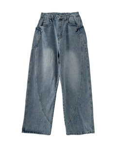 【丈別】スリットラインワイドロングデニム