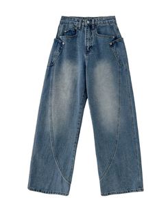 【丈別】スリットラインワイドロングデニム