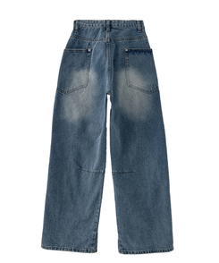 【丈別】スリットラインワイドロングデニム