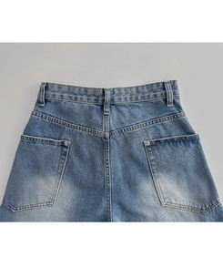 【丈別】スリットラインワイドロングデニム