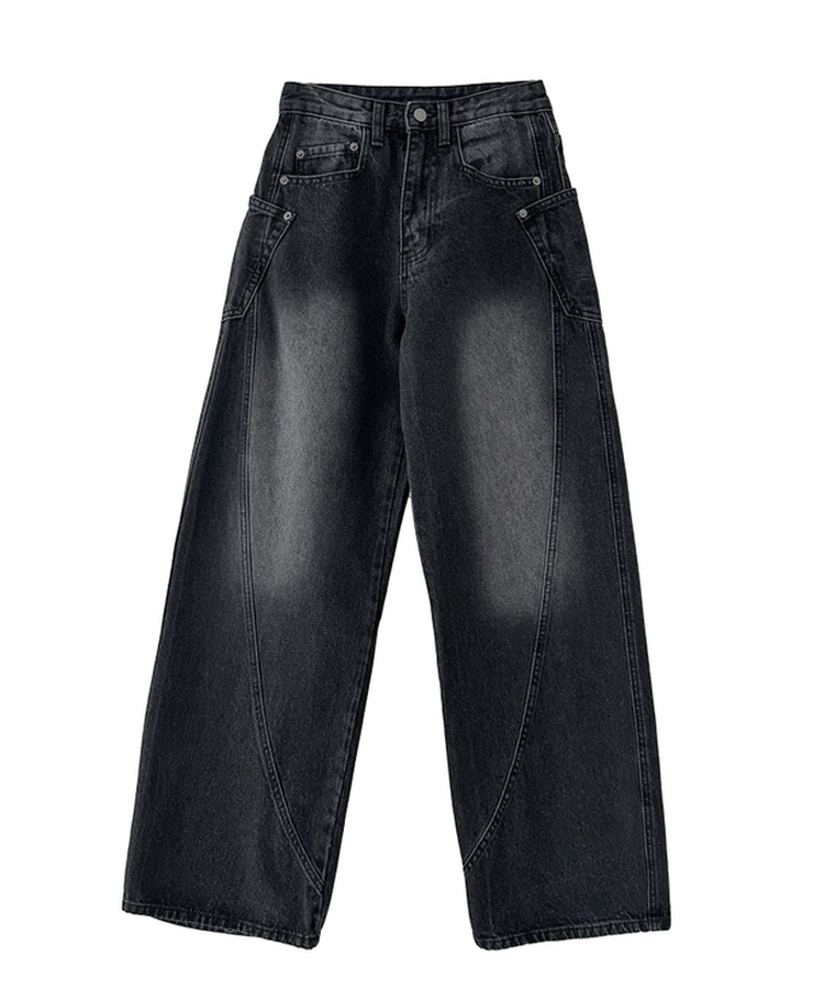 【丈別】スリットラインワイドロングデニム