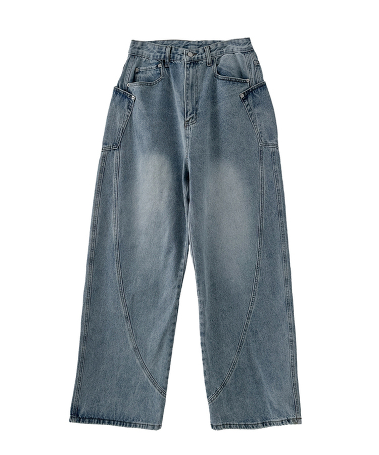 【丈別】スリットラインワイドロングデニム