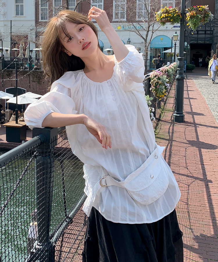 アンバランスフリルロングスカート BLACK