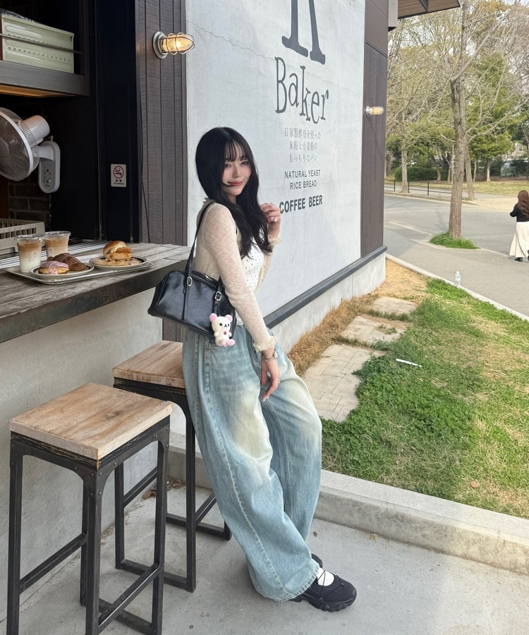 웨이브 레이스 볼레로 가디건 연베이지