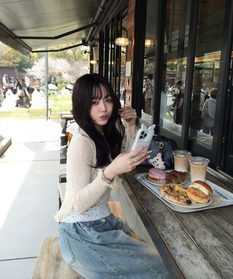 웨이브 레이스 볼레로 가디건 연베이지