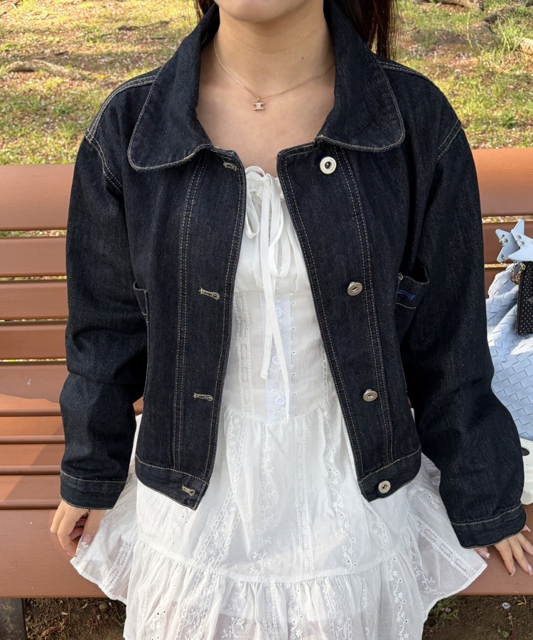 ショート丈デニムジャケット DARK BLUE