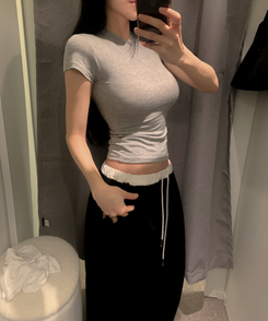 もちもちくびれ半袖TシャツS(5color) GREY