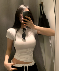 もちもちくびれ半袖TシャツS(5color) IVORY