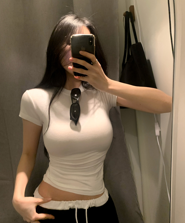 もちもちくびれ半袖TシャツS(5color) IVORY