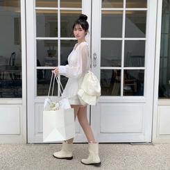 【SET】シフォンシースルーブラウス スカート IVORY