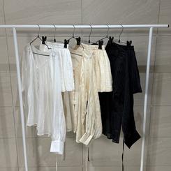【SET】シフォンシースルーブラウス スカート