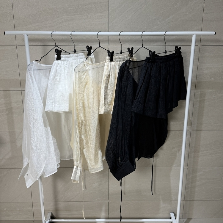 【SET】シフォンシースルーブラウス スカート