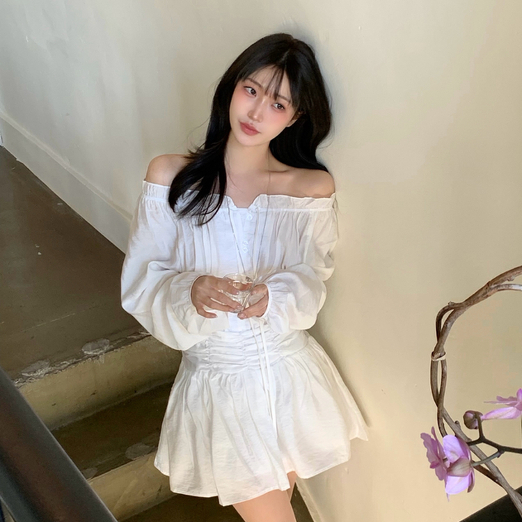 オフショルダーフリルミニワンピース IVORY
