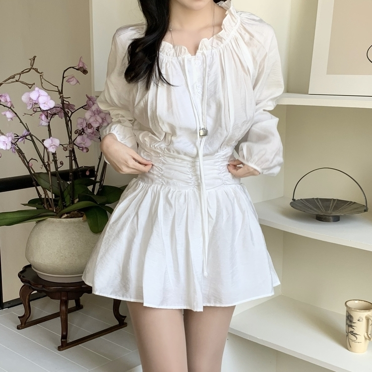 オフショルダーフリルミニワンピース IVORY