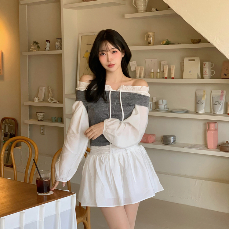 オフショルダーフリルミニワンピース IVORY