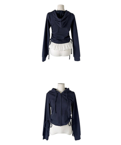 【SET】レースキャミソール シャーリングフードジップアップ