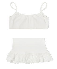 【SET】レースキャミソール シャーリングフードジップアップ