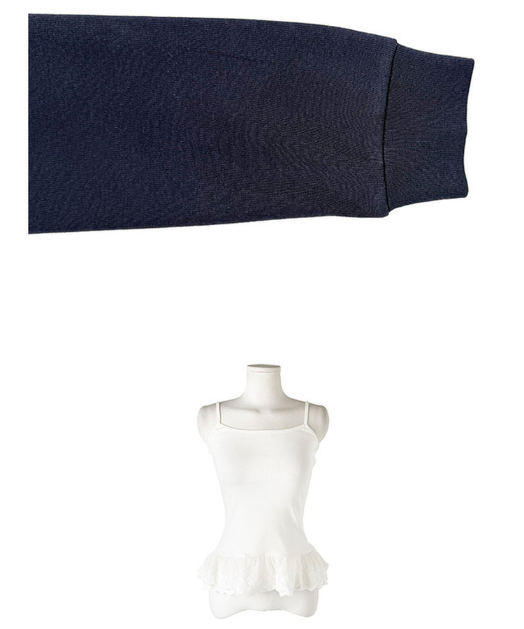 【SET】レースキャミソール シャーリングフードジップアップ